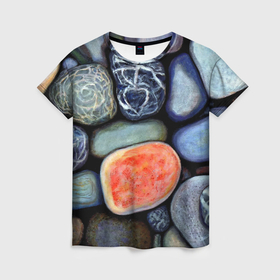 Женская футболка 3D с принтом Цветные камушки в Кировске, 100% полиэфир ( синтетическое хлопкоподобное полотно) | прямой крой, круглый вырез горловины, длина до линии бедер | 