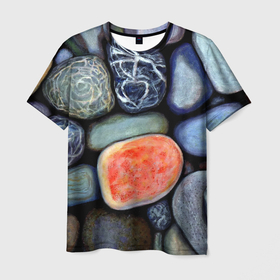 Мужская футболка 3D с принтом Цветные камушки в Белгороде, 100% полиэфир | прямой крой, круглый вырез горловины, длина до линии бедер | 