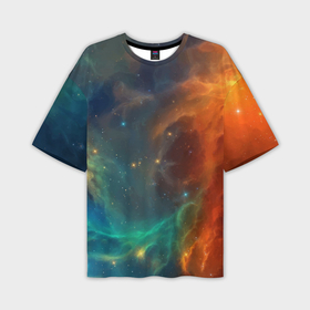 Мужская футболка OVERSIZE 3D с принтом Столкновение двух космических галактик в Санкт-Петербурге,  |  | 