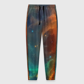 Мужские брюки 3D с принтом Столкновение двух космических галактик в Санкт-Петербурге, 100% полиэстер | манжеты по низу, эластичный пояс регулируется шнурком, по бокам два кармана без застежек, внутренняя часть кармана из мелкой сетки | 