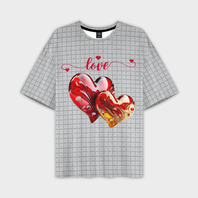 Мужская футболка oversize 3D с принтом Love   сердечки ,  |  | 