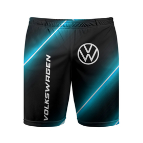 Мужские шорты спортивные с принтом Volkswagen неоновые лампы в Белгороде,  |  | Тематика изображения на принте: 