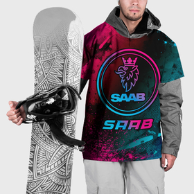 Накидка на куртку 3D с принтом Saab   neon gradient , 100% полиэстер |  | Тематика изображения на принте: 