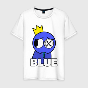 Мужская футболка хлопок с принтом Радужные друзья грустный Синий в Санкт-Петербурге, 100% хлопок | прямой крой, круглый вырез горловины, длина до линии бедер, слегка спущенное плечо. | Тематика изображения на принте: 