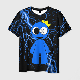Мужская футболка 3D с принтом Радужные друзья Синий молния в Тюмени, 100% полиэфир | прямой крой, круглый вырез горловины, длина до линии бедер | Тематика изображения на принте: 