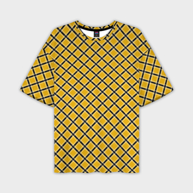 Мужская футболка OVERSIZE 3D с принтом Черно желтый клетчатый узор в Курске,  |  | Тематика изображения на принте: 