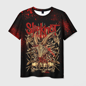 Мужская футболка 3D с принтом Slipknot red black в Рязани, 100% полиэфир | прямой крой, круглый вырез горловины, длина до линии бедер | 
