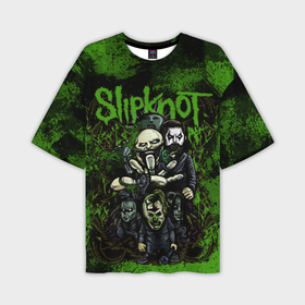 Мужская футболка oversize 3D с принтом Slipknot green art в Тюмени,  |  | 