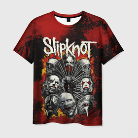 Мужская футболка 3D с принтом Slipknot   rock в Рязани, 100% полиэфир | прямой крой, круглый вырез горловины, длина до линии бедер | 