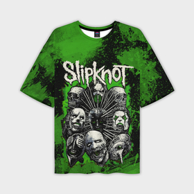 Мужская футболка oversize 3D с принтом Slipknot green  abstract в Новосибирске,  |  | 