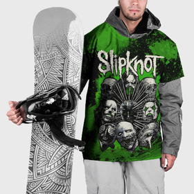 Накидка на куртку 3D с принтом Slipknot green  abstract в Новосибирске, 100% полиэстер |  | 