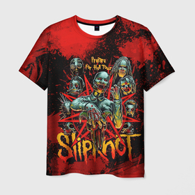 Мужская футболка 3D с принтом Slipknot red satan в Новосибирске, 100% полиэфир | прямой крой, круглый вырез горловины, длина до линии бедер | 
