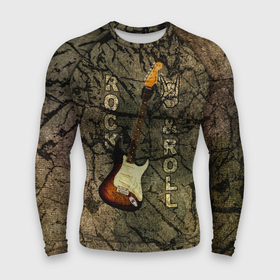 Мужской рашгард 3D с принтом Гитара на гранж фоне в Ухте,  |  | Тематика изображения на принте: 