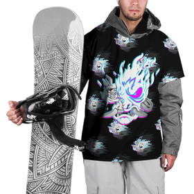 Накидка на куртку 3D с принтом Cyberpunk 2077 neon samurai glitch art colors. в Кировске, 100% полиэстер |  | 