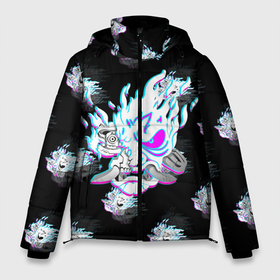 Мужская зимняя куртка 3D с принтом Cyberpunk 2077 neon samurai glitch art colors. , верх — 100% полиэстер; подкладка — 100% полиэстер; утеплитель — 100% полиэстер | длина ниже бедра, свободный силуэт Оверсайз. Есть воротник-стойка, отстегивающийся капюшон и ветрозащитная планка. 

Боковые карманы с листочкой на кнопках и внутренний карман на молнии. | 