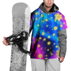 Накидка на куртку 3D с принтом Снежинки и звезды   яркие цвета в Екатеринбурге, 100% полиэстер |  | 