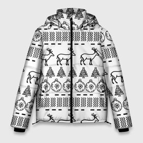 Мужская зимняя куртка 3D с принтом Черно белый узор с оленями в Петрозаводске, верх — 100% полиэстер; подкладка — 100% полиэстер; утеплитель — 100% полиэстер | длина ниже бедра, свободный силуэт Оверсайз. Есть воротник-стойка, отстегивающийся капюшон и ветрозащитная планка. 

Боковые карманы с листочкой на кнопках и внутренний карман на молнии. | 