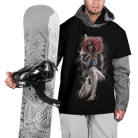 Накидка на куртку 3D с принтом Темнокожая девушка воин в Белгороде, 100% полиэстер |  | Тематика изображения на принте: 