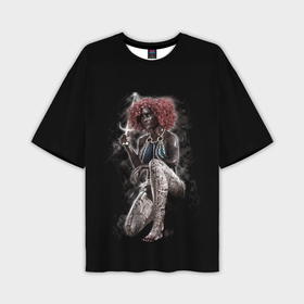 Мужская футболка OVERSIZE 3D с принтом Темнокожая девушка воин ,  |  | 