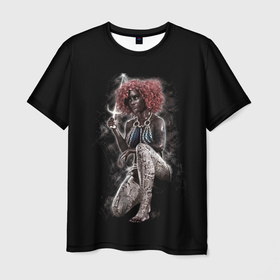 Мужская футболка 3D с принтом Темнокожая девушка воин в Екатеринбурге, 100% полиэфир | прямой крой, круглый вырез горловины, длина до линии бедер | 