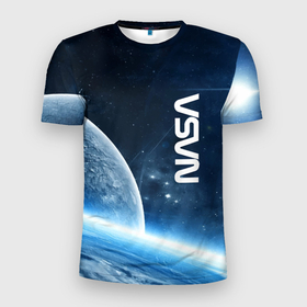 Мужская футболка 3D Slim с принтом Космическое пространство   NASA в Санкт-Петербурге, 100% полиэстер с улучшенными характеристиками | приталенный силуэт, круглая горловина, широкие плечи, сужается к линии бедра | 