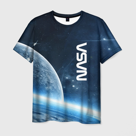 Мужская футболка 3D с принтом Космическое пространство   NASA в Екатеринбурге, 100% полиэфир | прямой крой, круглый вырез горловины, длина до линии бедер | 