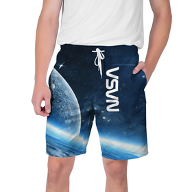 Мужские шорты 3D с принтом Космическое пространство   NASA в Санкт-Петербурге,  полиэстер 100% | прямой крой, два кармана без застежек по бокам. Мягкая трикотажная резинка на поясе, внутри которой широкие завязки. Длина чуть выше колен | 