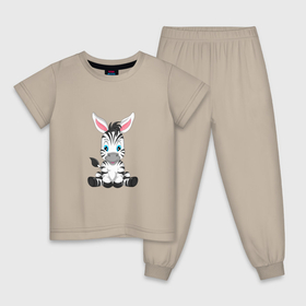 Детская пижама хлопок с принтом Маленькая голубоглазая зебра в Кировске, 100% хлопок |  брюки и футболка прямого кроя, без карманов, на брюках мягкая резинка на поясе и по низу штанин
 | 