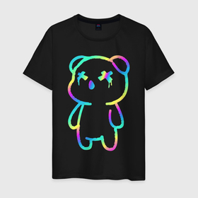 Мужская футболка хлопок с принтом Cool neon bear , 100% хлопок | прямой крой, круглый вырез горловины, длина до линии бедер, слегка спущенное плечо. | 