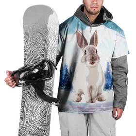 Накидка на куртку 3D с принтом Кролик в зимнем лесу в Белгороде, 100% полиэстер |  | Тематика изображения на принте: 