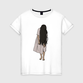 Женская футболка хлопок с принтом Призрак   девочка из звонка в Тюмени, 100% хлопок | прямой крой, круглый вырез горловины, длина до линии бедер, слегка спущенное плечо | 