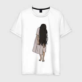 Мужская футболка хлопок с принтом Призрак   девочка из звонка в Тюмени, 100% хлопок | прямой крой, круглый вырез горловины, длина до линии бедер, слегка спущенное плечо. | 