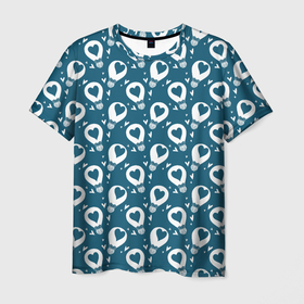 Мужская футболка 3D с принтом Воздушный шар и сердце , 100% полиэфир | прямой крой, круглый вырез горловины, длина до линии бедер | 