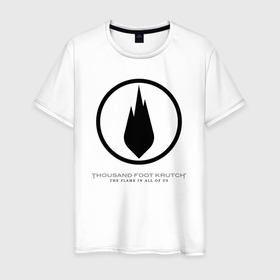 Мужская футболка хлопок с принтом The Flame in All of Us   Thousand Foot Krutch в Екатеринбурге, 100% хлопок | прямой крой, круглый вырез горловины, длина до линии бедер, слегка спущенное плечо. | 
