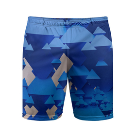 Мужские шорты спортивные с принтом Абстрактные синие тетраэдры в Тюмени,  |  | 