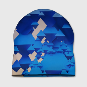 Шапка 3D с принтом Абстрактные синие тетраэдры , 100% полиэстер | универсальный размер, печать по всей поверхности изделия | Тематика изображения на принте: 