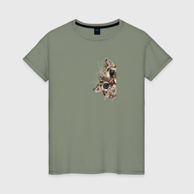 Женская футболка хлопок с принтом Котяра выглядывает в Кировске, 100% хлопок | прямой крой, круглый вырез горловины, длина до линии бедер, слегка спущенное плечо | 