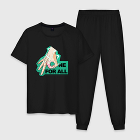 Мужская пижама хлопок с принтом One for all   Академия в Тюмени, 100% хлопок | брюки и футболка прямого кроя, без карманов, на брюках мягкая резинка на поясе и по низу штанин
 | Тематика изображения на принте: 