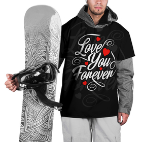Накидка на куртку 3D с принтом Love you forever, hearts, patterns в Екатеринбурге, 100% полиэстер |  | Тематика изображения на принте: 