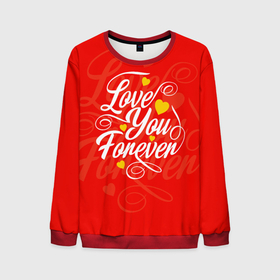 Мужской свитшот 3D с принтом Love you forever   hearts, patterns в Курске, 100% полиэстер с мягким внутренним слоем | круглый вырез горловины, мягкая резинка на манжетах и поясе, свободная посадка по фигуре | Тематика изображения на принте: 