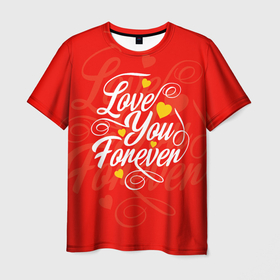 Мужская футболка 3D с принтом Love you forever   hearts, patterns в Курске, 100% полиэфир | прямой крой, круглый вырез горловины, длина до линии бедер | Тематика изображения на принте: 