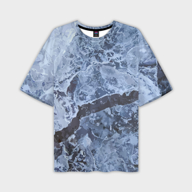 Мужская футболка OVERSIZE 3D с принтом Лёд   зимняя текстура в Новосибирске,  |  | 