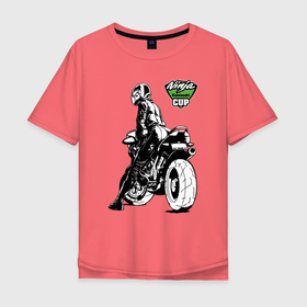 Мужская футболка хлопок Oversize с принтом Kawasaki Ninja Cup   Девушка за рулём в Петрозаводске, 100% хлопок | свободный крой, круглый ворот, “спинка” длиннее передней части | 