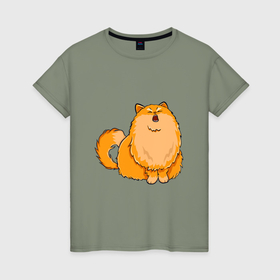 Женская футболка хлопок с принтом Оранжевый орущий кот в Тюмени, 100% хлопок | прямой крой, круглый вырез горловины, длина до линии бедер, слегка спущенное плечо | 