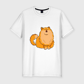 Мужская футболка хлопок Slim с принтом Оранжевый орущий кот в Тюмени, 92% хлопок, 8% лайкра | приталенный силуэт, круглый вырез ворота, длина до линии бедра, короткий рукав | 