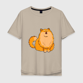 Мужская футболка хлопок Oversize с принтом Оранжевый орущий кот в Екатеринбурге, 100% хлопок | свободный крой, круглый ворот, “спинка” длиннее передней части | 