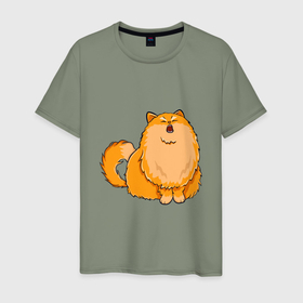 Мужская футболка хлопок с принтом Оранжевый орущий кот в Белгороде, 100% хлопок | прямой крой, круглый вырез горловины, длина до линии бедер, слегка спущенное плечо. | 