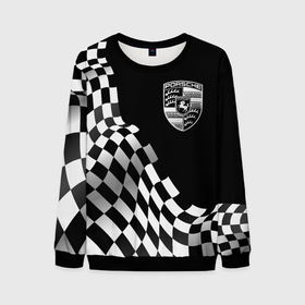 Мужской свитшот 3D с принтом Porsche racing flag в Новосибирске, 100% полиэстер с мягким внутренним слоем | круглый вырез горловины, мягкая резинка на манжетах и поясе, свободная посадка по фигуре | 