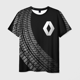 Мужская футболка 3D с принтом Renault tire tracks в Кировске, 100% полиэфир | прямой крой, круглый вырез горловины, длина до линии бедер | 