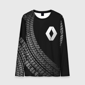 Мужской лонгслив 3D с принтом Renault tire tracks в Санкт-Петербурге, 100% полиэстер | длинные рукава, круглый вырез горловины, полуприлегающий силуэт | 